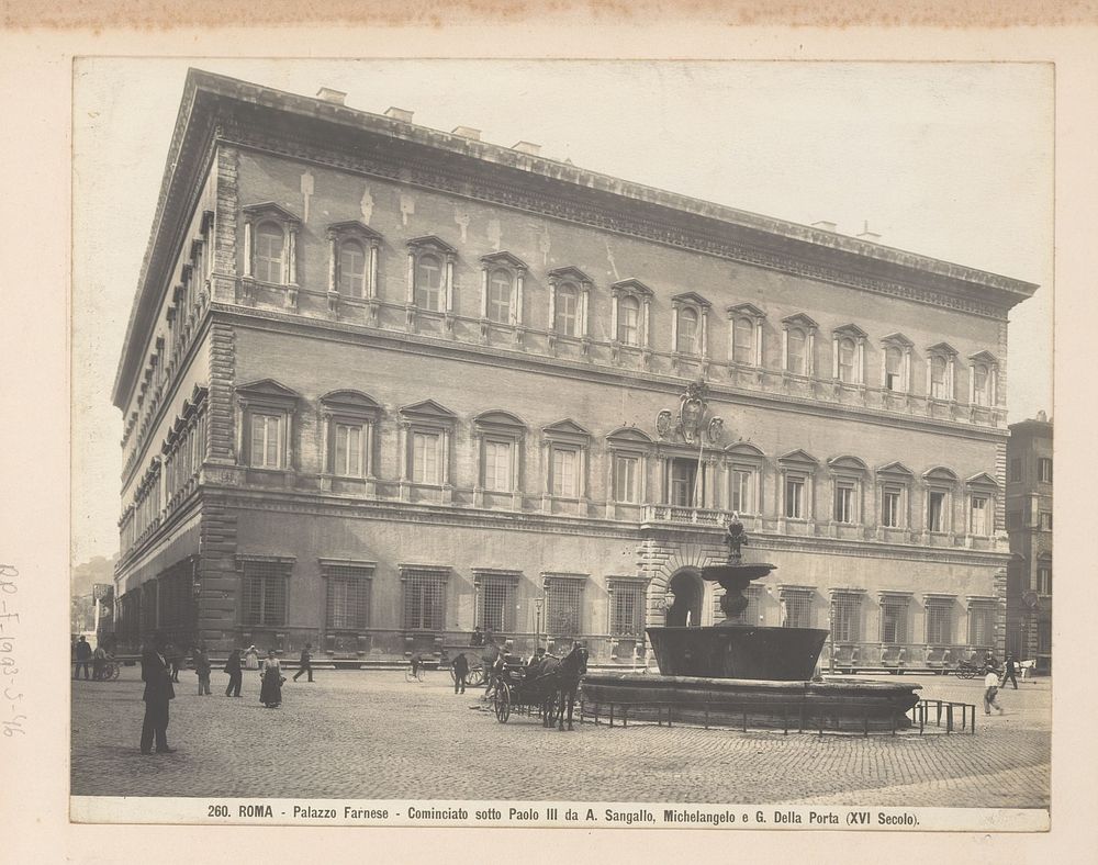 Gezicht op het Palazzo Farnese te Rome (1860 - 1881) by Giacomo Brogi