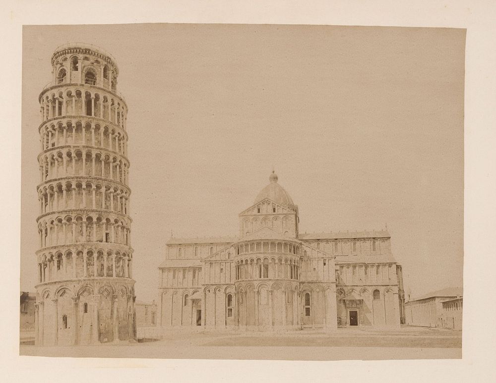 Gezicht op het Baptisterium, de kathedraal en de Toren van Pisa, Italië (1860 - 1880) by anonymous