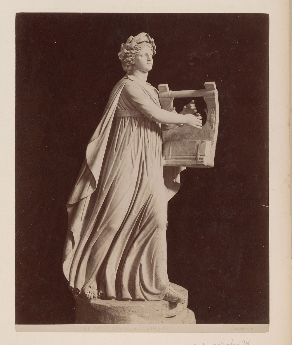 Sculptuur van Apollo met lier, Vaticaan (c. 1857 - c. 1875) by James Anderson and anonymous