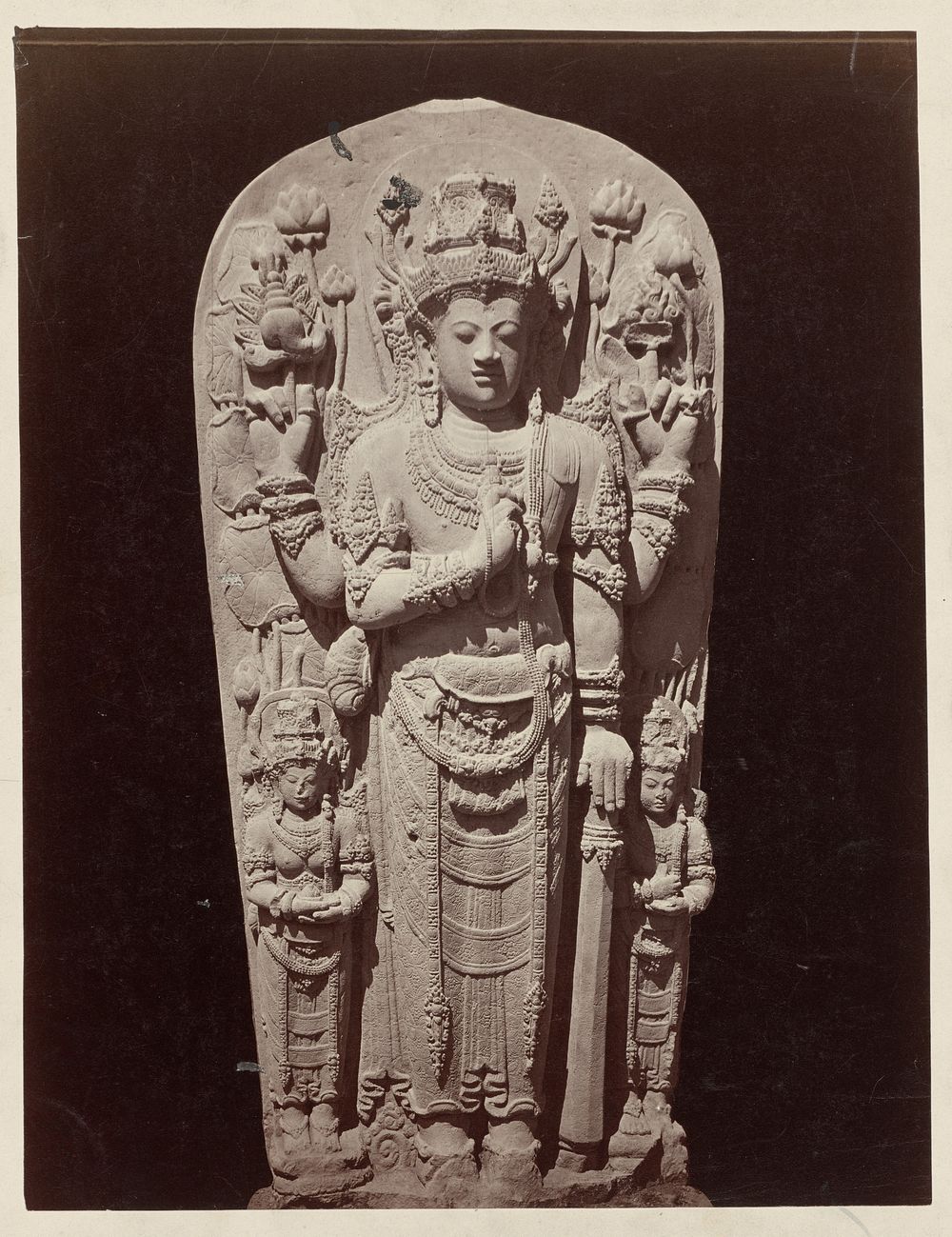 Four-armed deification stele (King Kritarajasa?) from Sumberjati showing features of both Vishnu and Shiva. Blitar, Blitar…