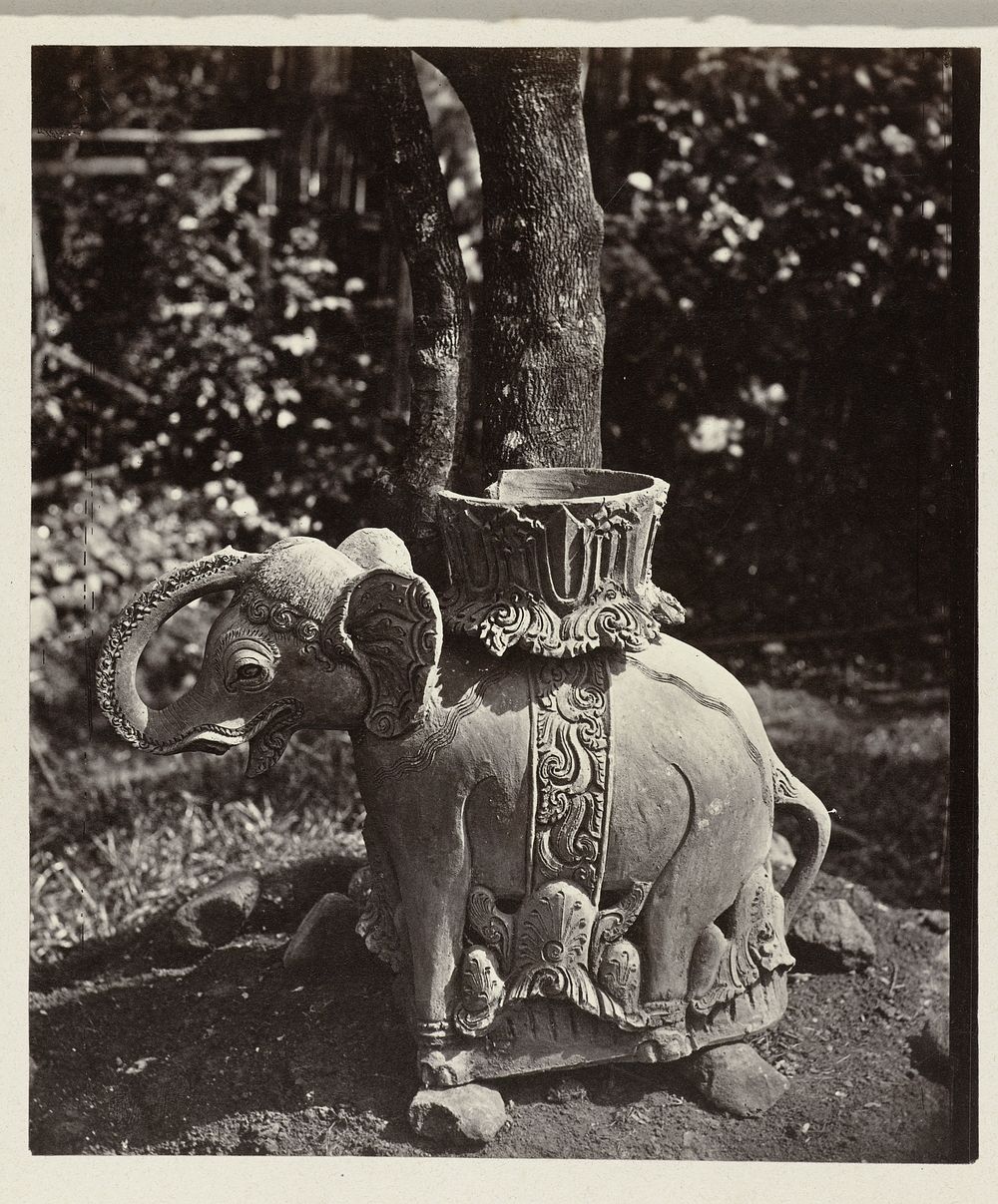 Terra cotta elephant with depository Karta Wangingan, Kunigan district, West-Java province, period unknown. (1863 - 1864) by…