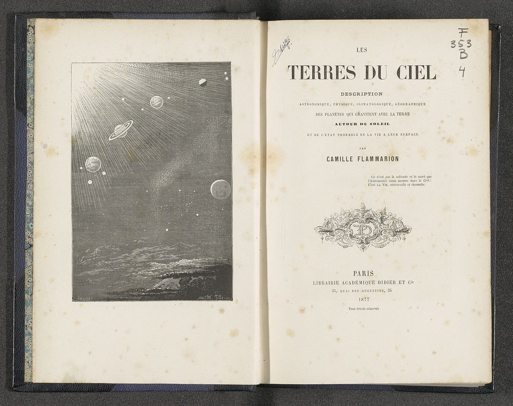 Les terres du ciel (1877) by Camille Flammarion and Didier et Cie