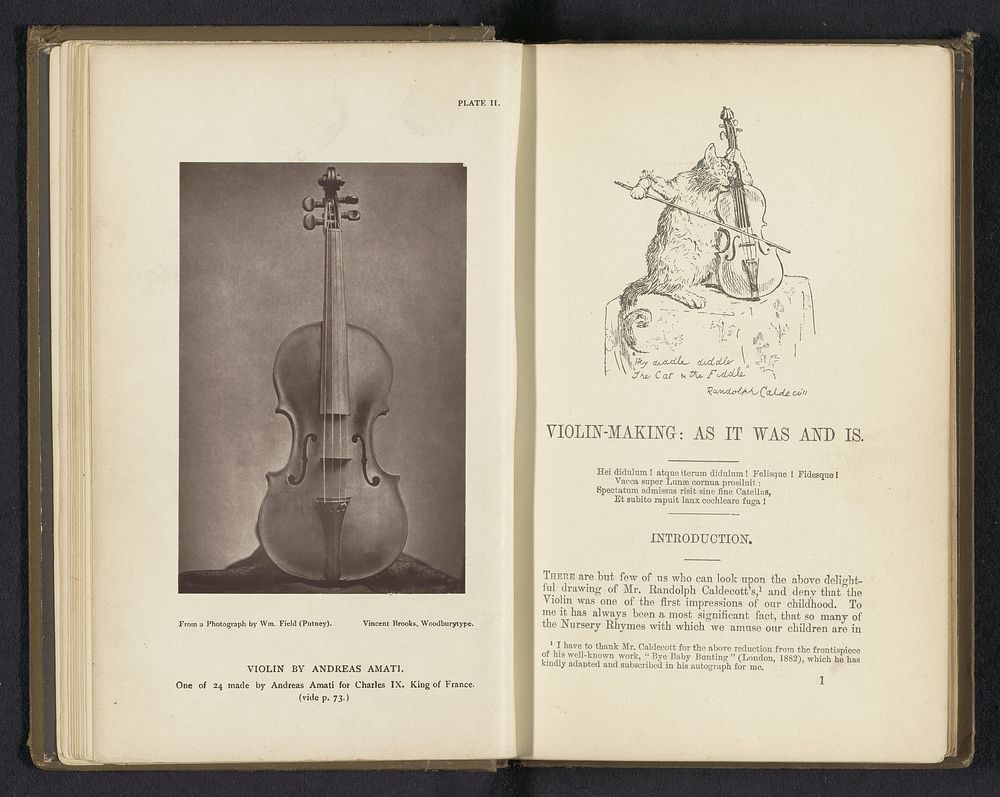 Vooraanzicht van een viool gemaakt door Andreas Amati (c. 1875 - in or before 1885) by William Field, anonymous and Vincent…