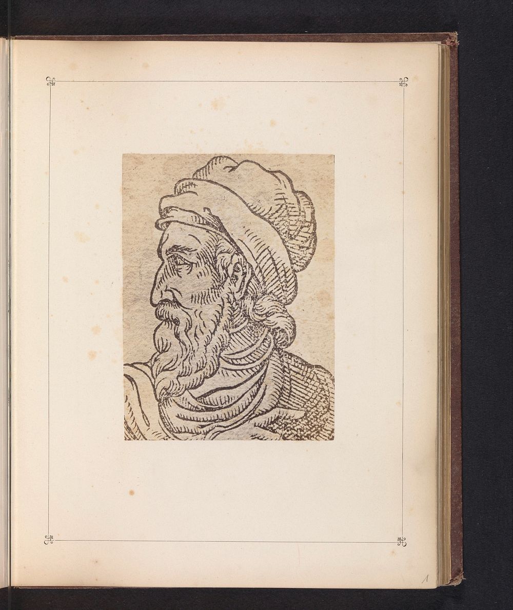 Fotoreproductie van een prent, voorstellende een portret van Johannes Gutenberg (c. 1867 - in or before 1872) by B Erdmann…