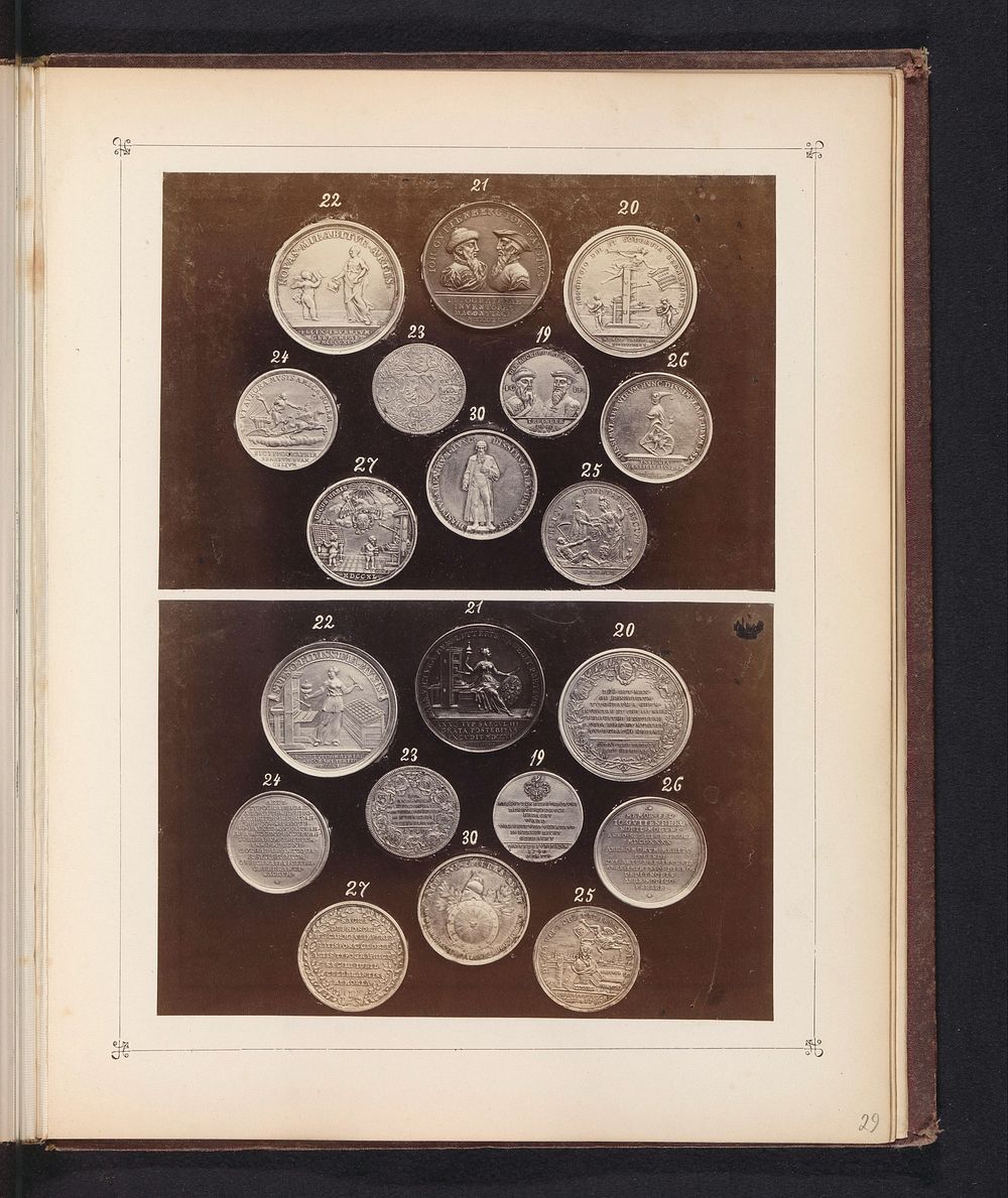 Twee verzamelingen van gedenkmunten van de uitvinding van de boekdrukkunst (c. 1867 - in or before 1872) by B Erdmann