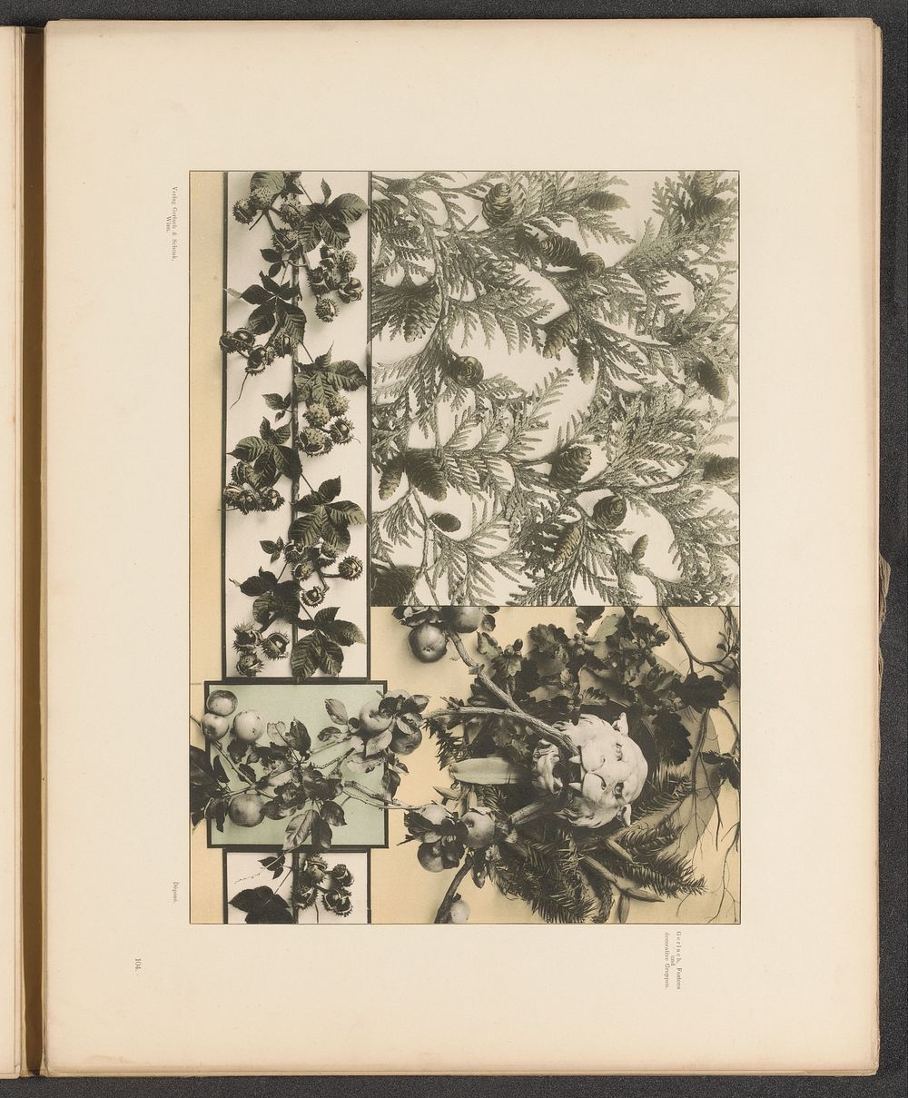 Vlakken met levensboom, kastanjetakken en appels met een leeuwenkop (c. 1887 - in or before 1897) by anonymous and Gerlach…