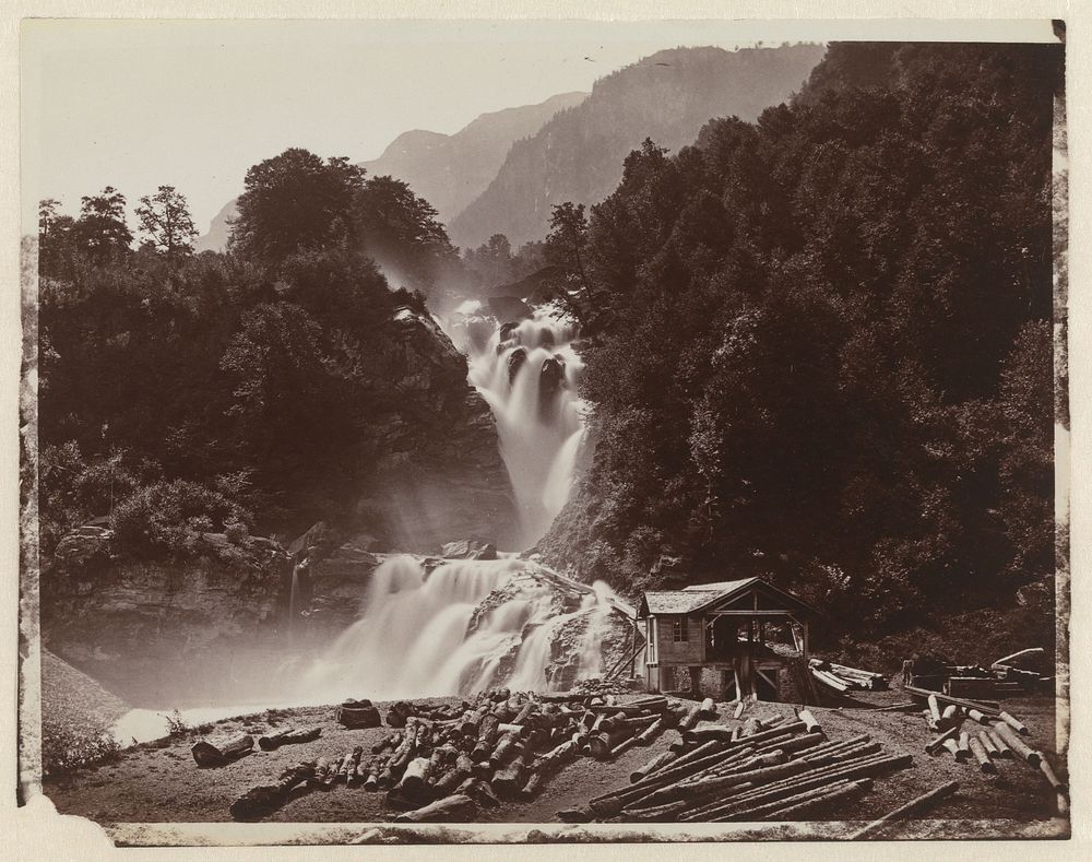 Berglandschap met waterval (c. 1865) by Adolphe Braun and Cie