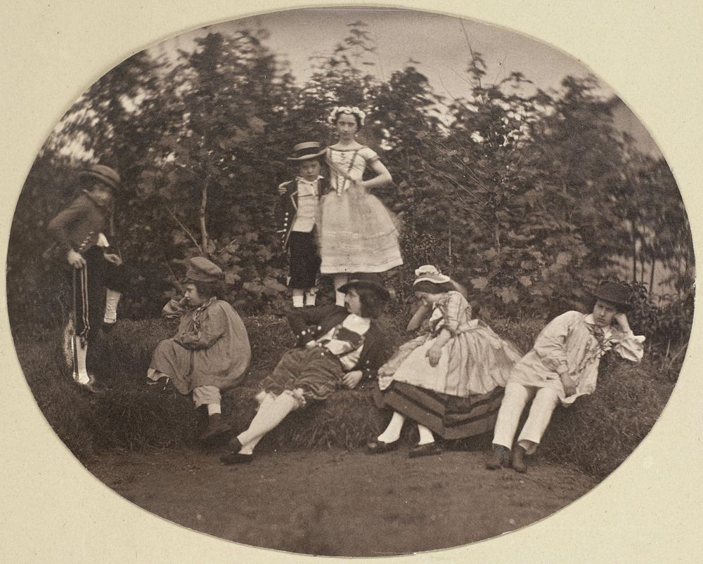 Groepsportret van de Asser-kinderen in toneelkostuum (1856) by Eduard Isaac Asser