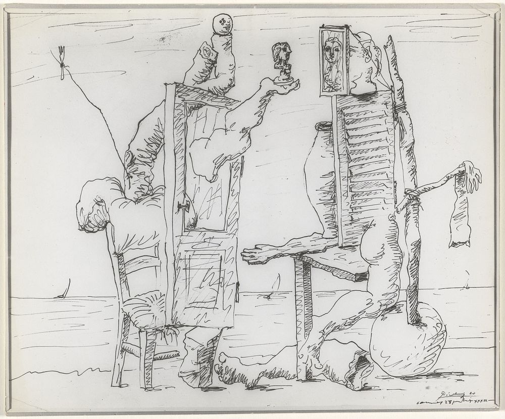Reproductie tekening Picasso Au bords de la mer (1938) by Lilly Samuel