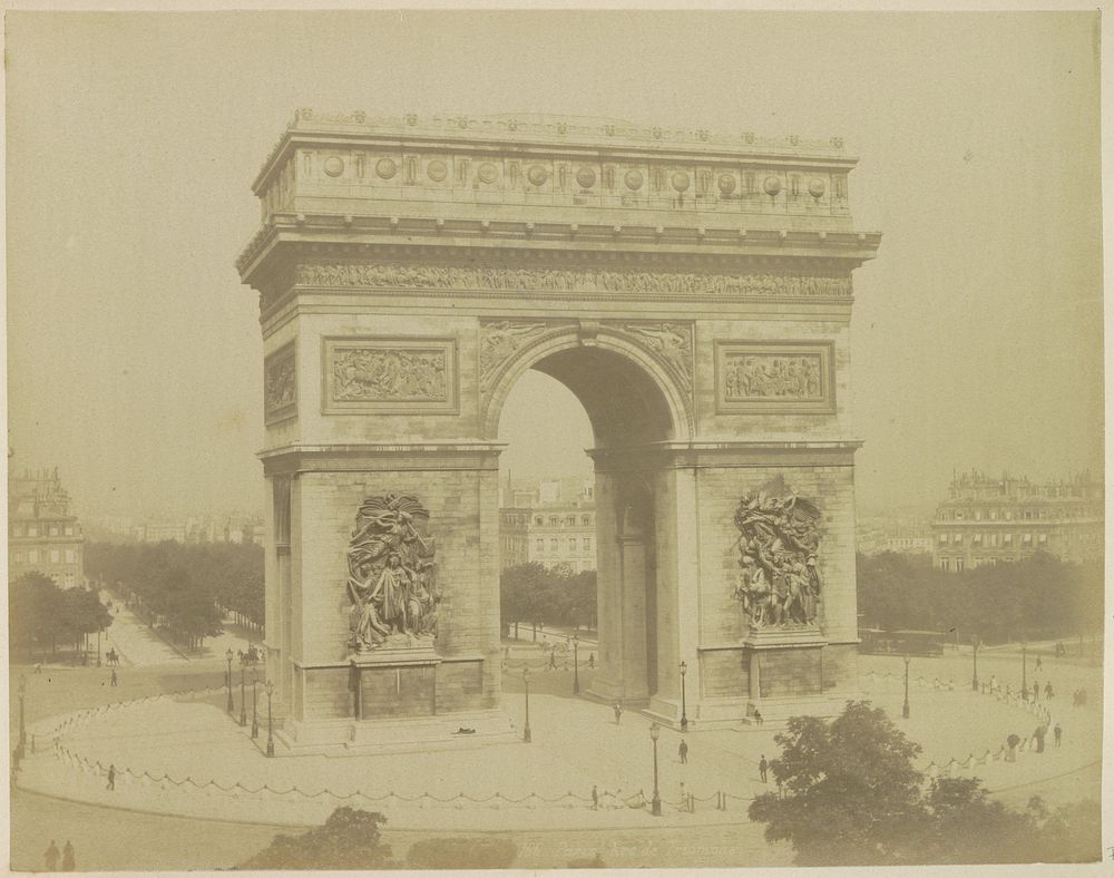 Arc de Triomphe op de Place de l’Étoile in Parijs (c. 1880 - c. 1890) by X phot