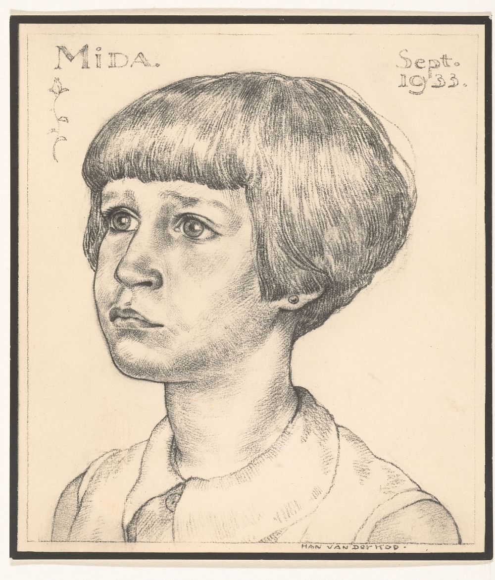 Fotoreproductie van een portret van Mida door Han van der Kop (1933 - 1960) by Adriaan Bijl