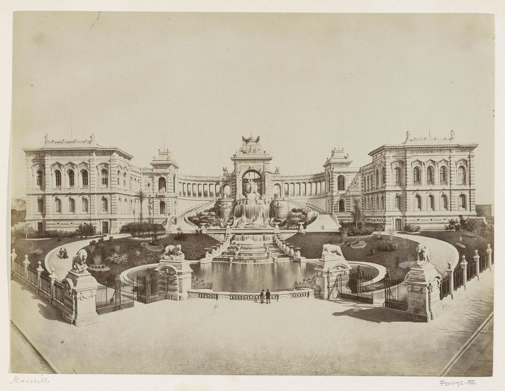 Palais Longchamp met waterpartij in Marseille (c. 1880 - c. 1900) by anonymous