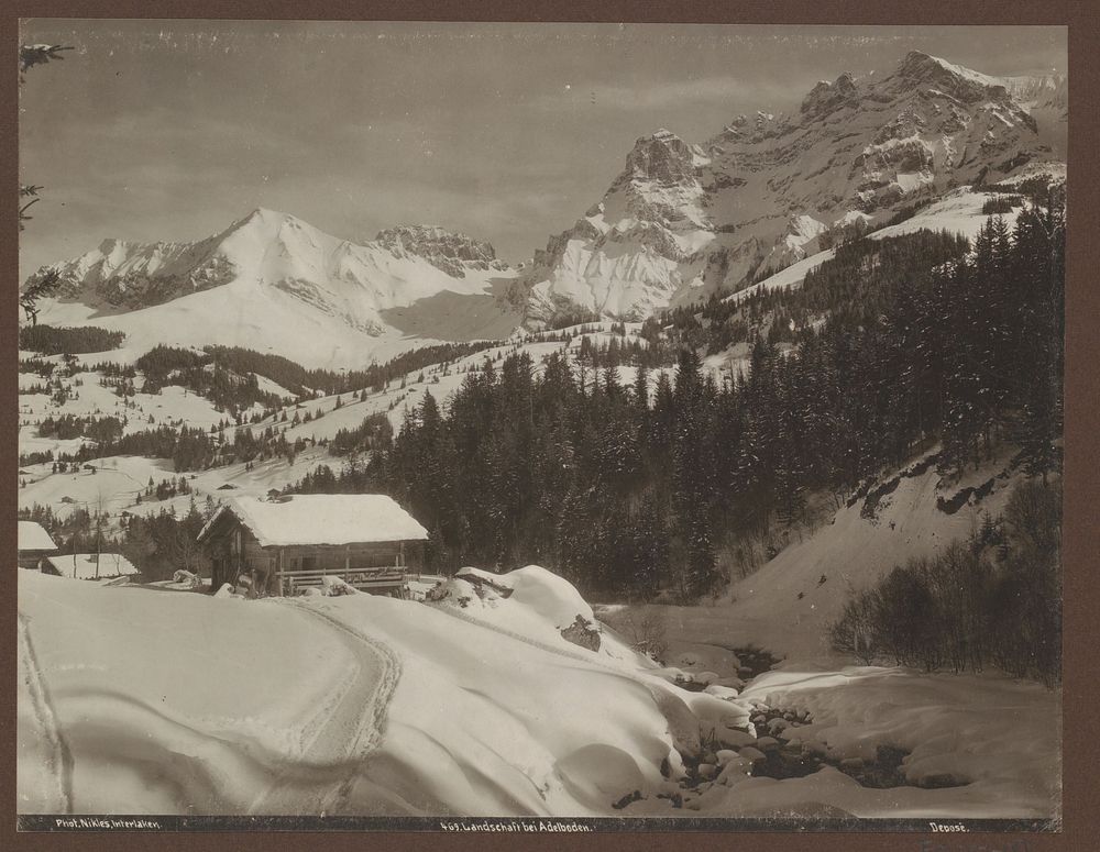 Gezicht op de besneeuwde bergen bij Adelboden (c. 1880 - c. 1900) by Nikles