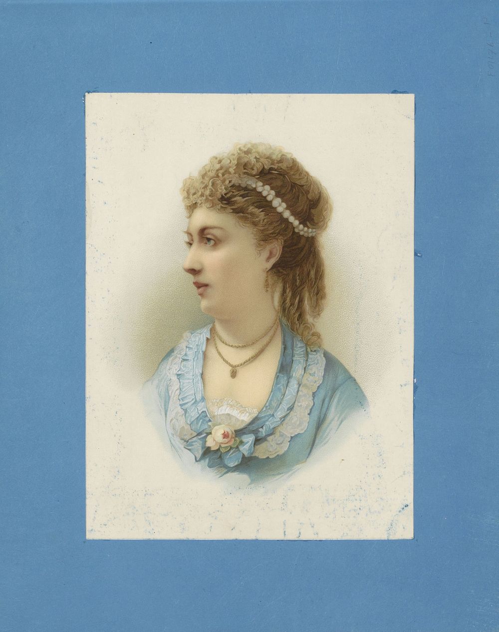 Portret van een vrouw naar (vermoedelijk) een schilderij (1850 - 1876) by anonymous and anonymous