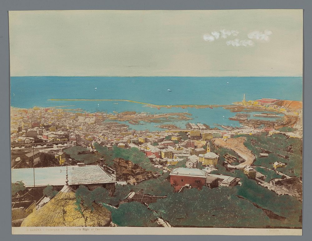 Gezicht op Genua en de Lingurische Zee, Italië (1851 - 1900) by anonymous