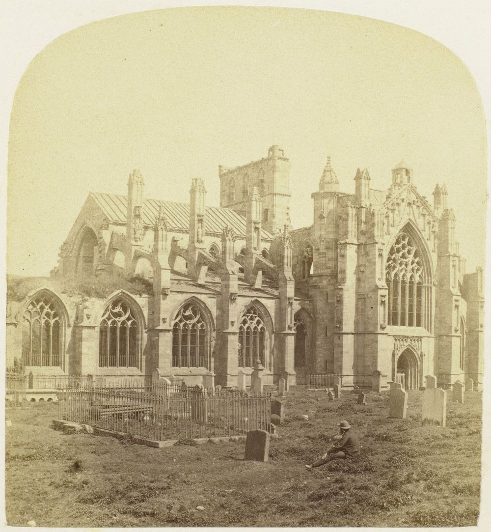 Zuidwestzijde van Melrose Abbey in Roxburghshire (c. 1857 - in or before 1862) by George Washington Wilson