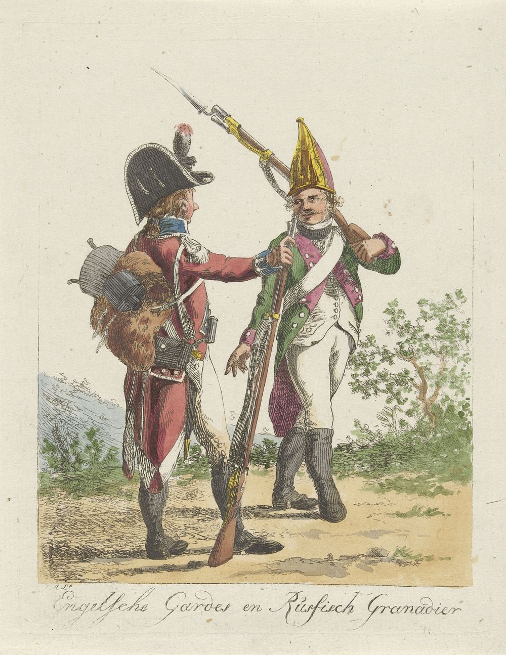 Engelse en Russische militair (1790 - 1818) by Jan Anthonie Langendijk Dzn
