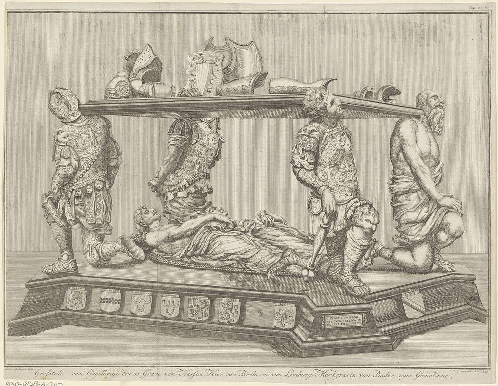 Grafmonument voor Engelbrecht II, graaf van Nassau-Dillenburg-Breda, 1504 (1744) by B F Immink, Johannes Antiquus and…