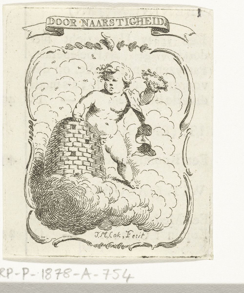 Vignet met putto en bijenkorf (1735 - 1771) by Jan Matthias Cok