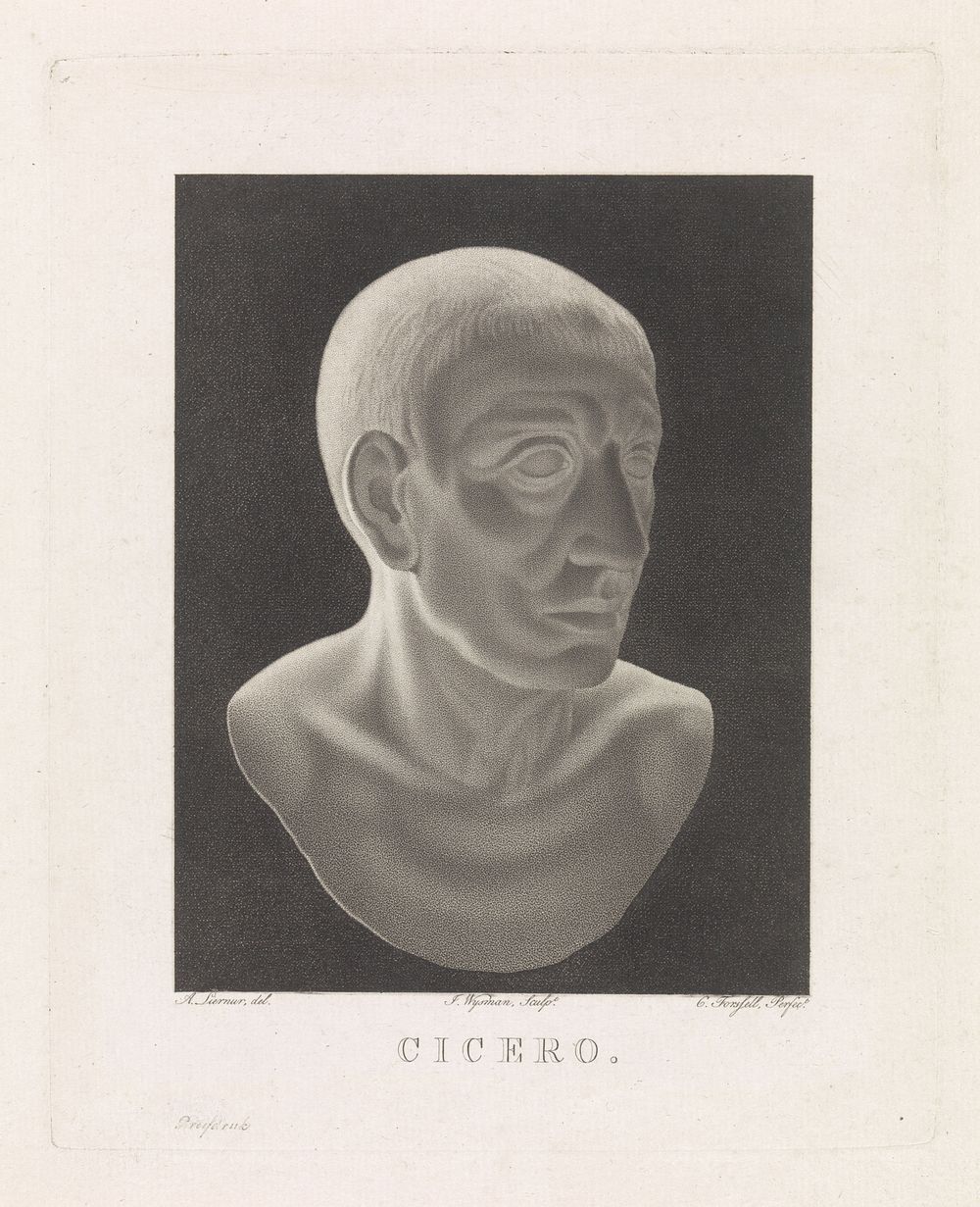 Borstbeeld van Cicero (1778 - 1827) by Jacobus Wijsman, C Forsfell and A Liernur