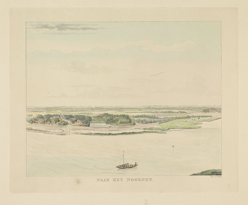 Gezicht op de Waal ten noorden van Nijmegen (1815 - 1824) by Derk Anthony van de Wart