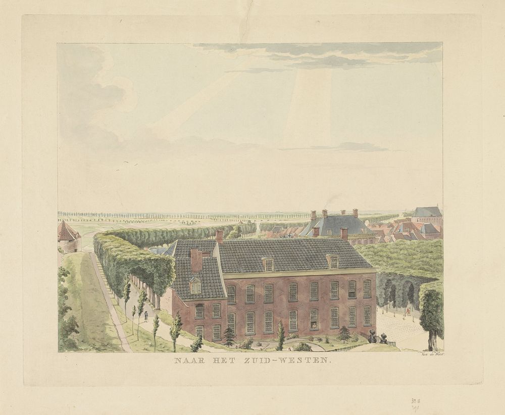 Gezicht op de stadswal ten zuidwesten van Nijmegen (1815 - 1824) by Derk Anthony van de Wart