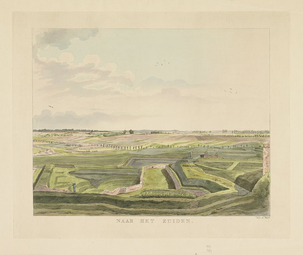 Gezicht op het landschap ten zuiden van Nijmegen (1815 - 1824) by Derk Anthony van de Wart