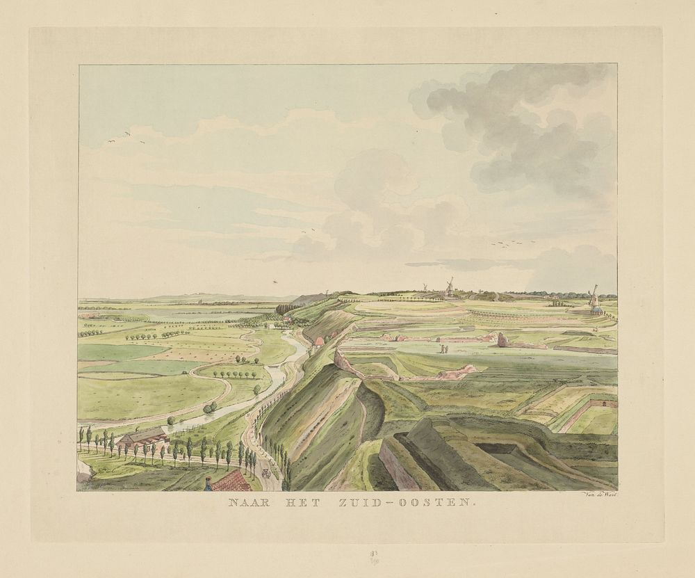 Gezicht op het landschap ten zuidoosten van Nijmegen (1815 - 1824) by Derk Anthony van de Wart