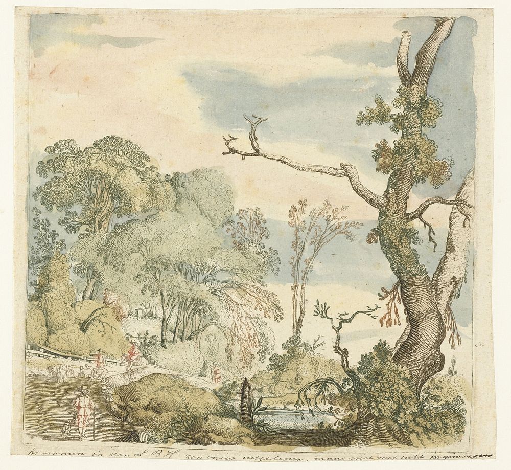 Landschap met bomen (after 1688 - 1799) by Esaias van de Velde, Esaias van de Velde and anonymous