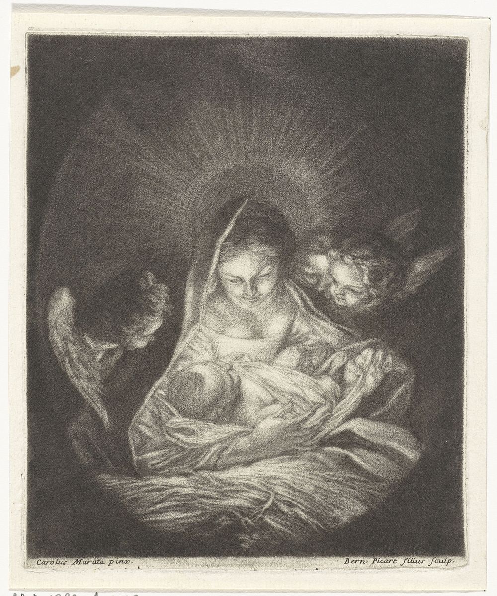 Maria met Kind, omringd door engelen (1683 - 1733) by Bernard Picart and Carlo Maratta
