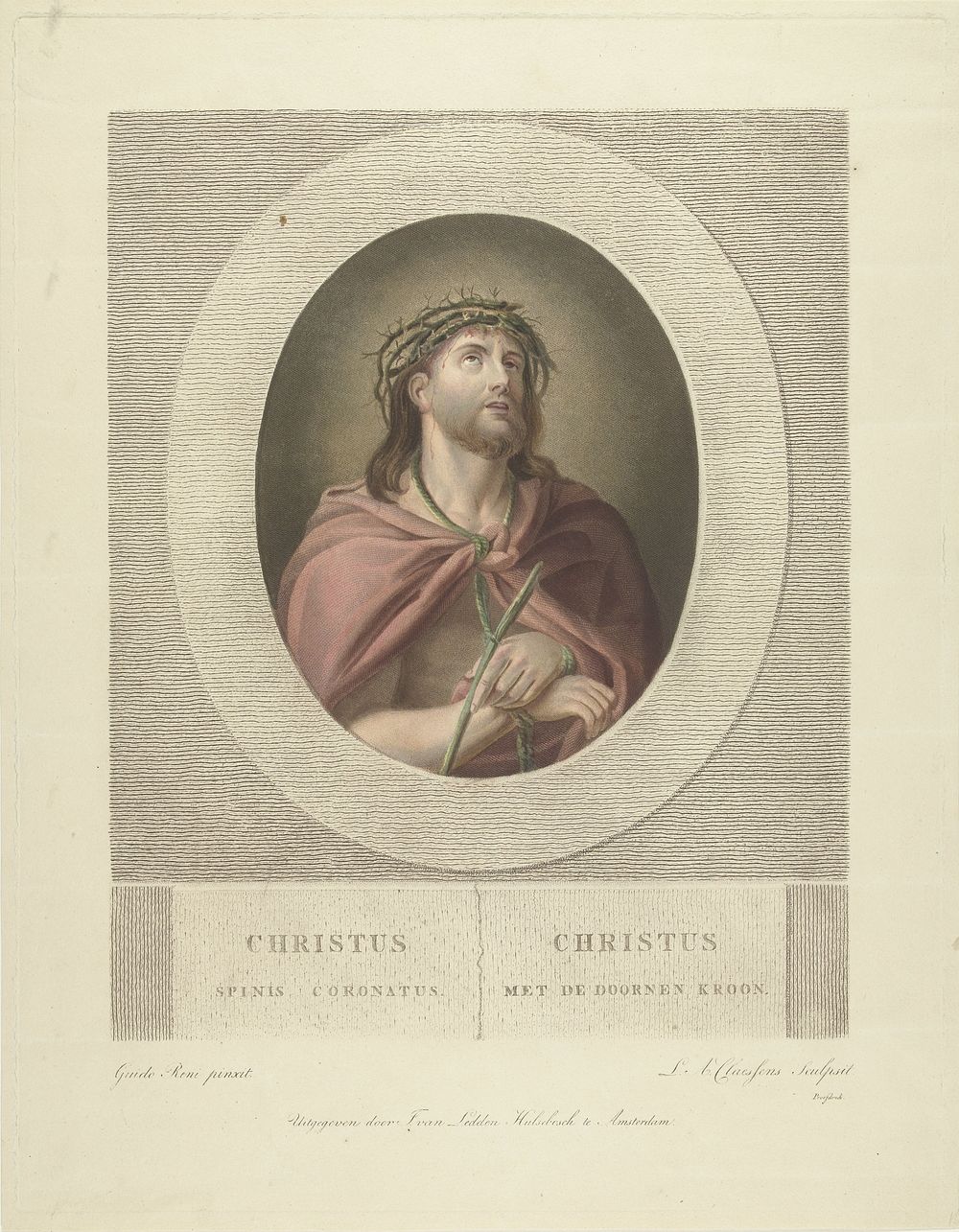 Christus geboeid en met doornenkroon (1809) by Lambertus Antonius Claessens, Guido Reni and J van Ledden Hulsebosch