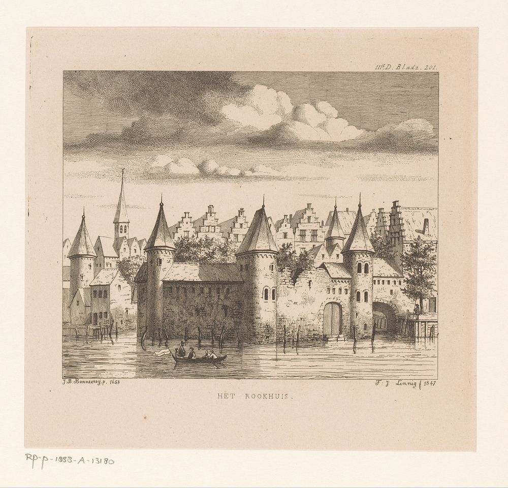 Gezicht op het Rookhuis in Antwerpen (1847) by Jean Théodore Joseph Linnig and Jean Baptiste Bonnecroy
