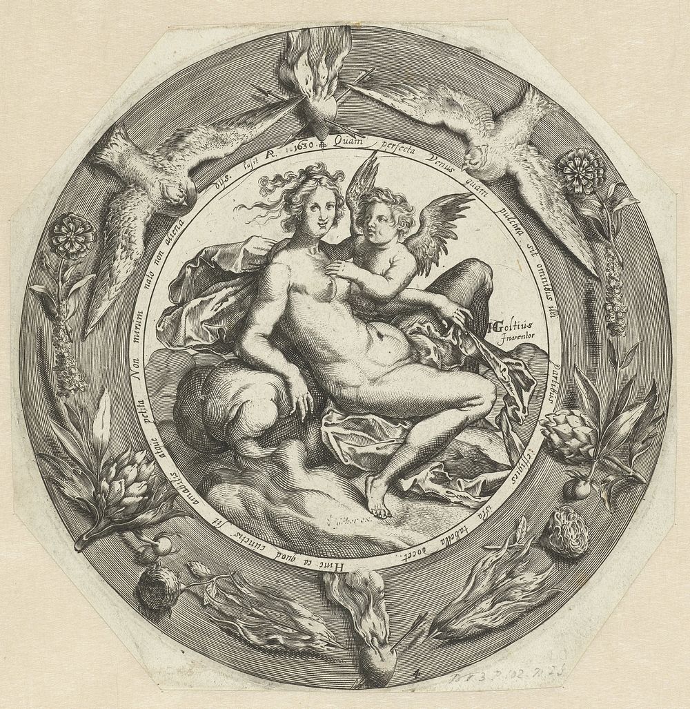 Venus en Cupido (1630) by anonymous, Hendrick Goltzius, anonymous and Claes Jansz Visscher II