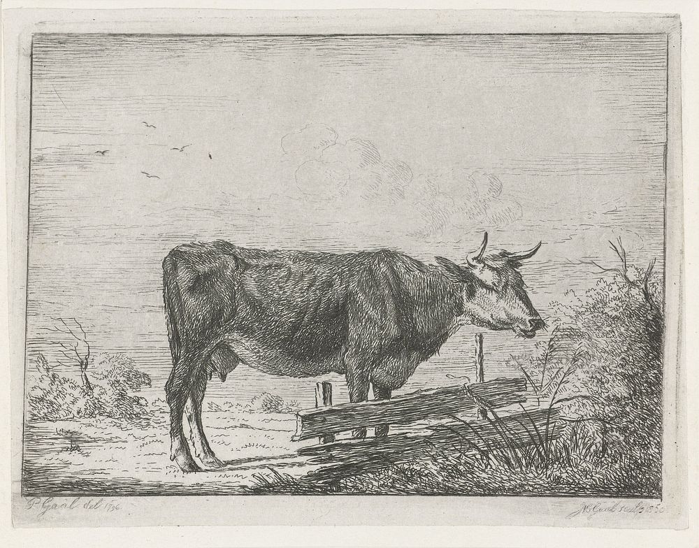 Koe, staand bij een hek (1850) by Jacobus Cornelis Gaal and Pieter Gaal