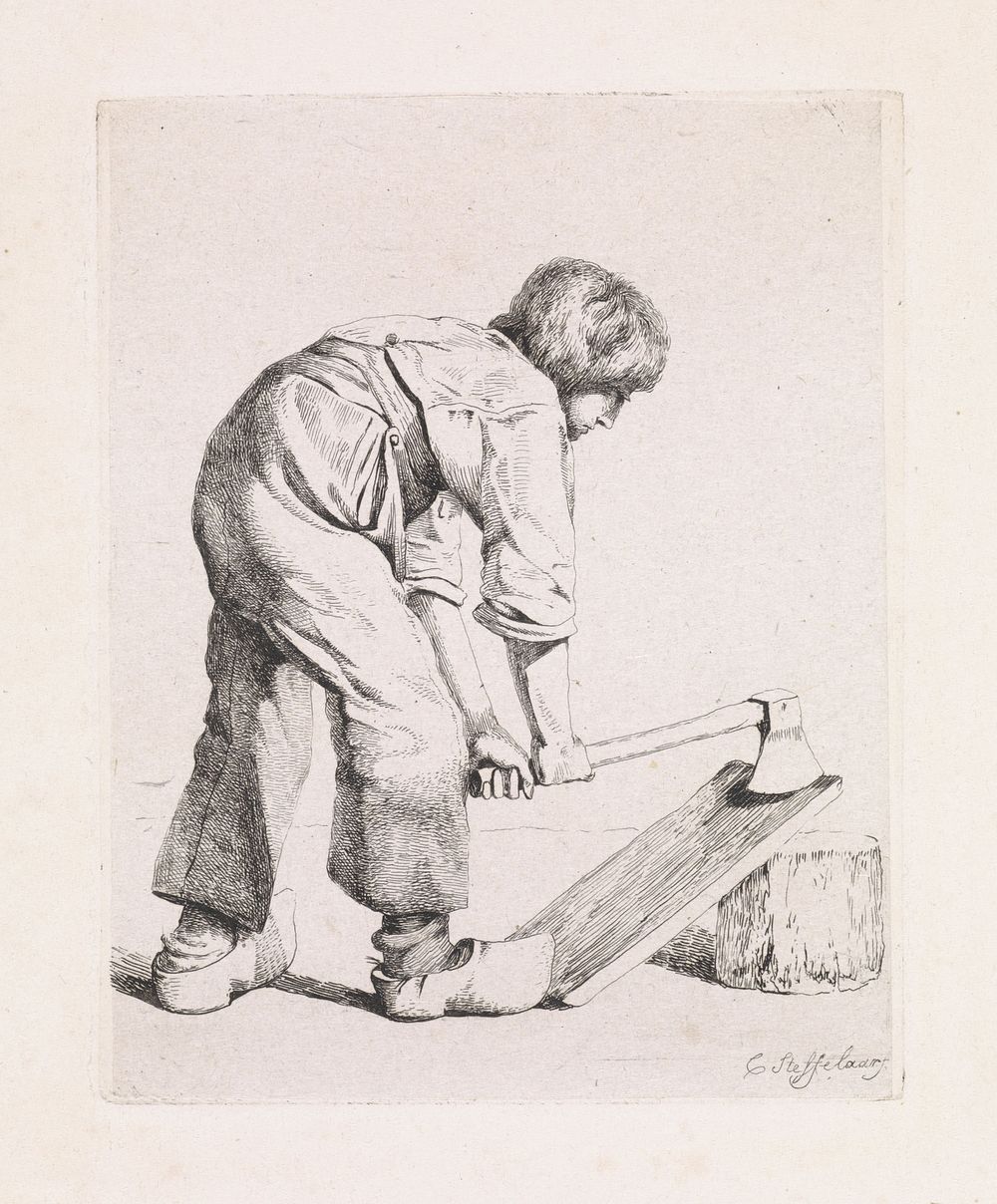 De houtklover (1807 - 1861) by Cornelis Steffelaar
