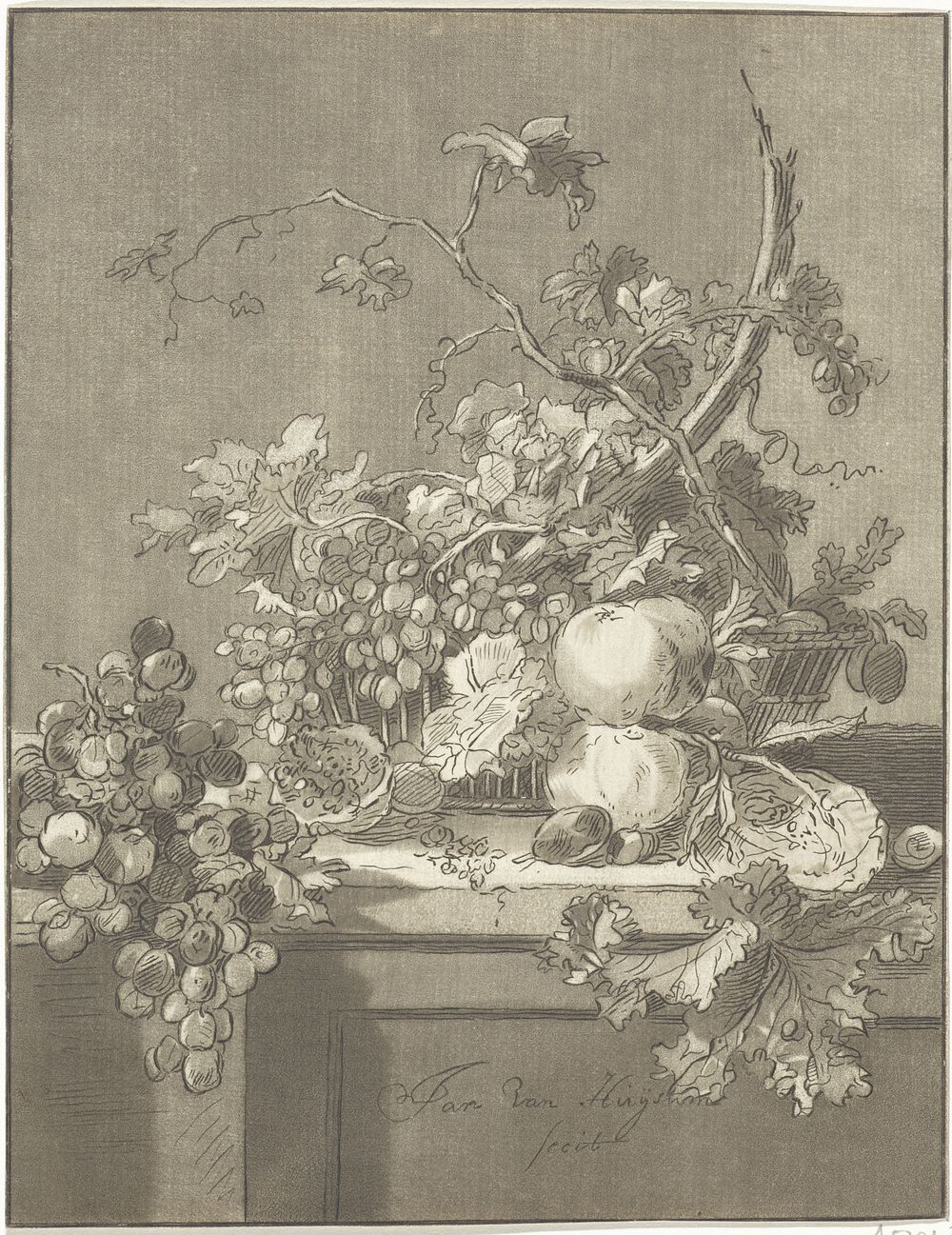 Mand met vruchten (1767 - 1780) by Bernhard Schreuder and Jan van Huysum