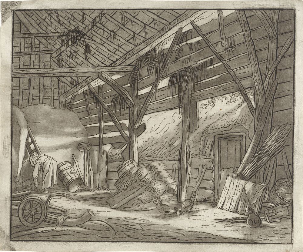 Boerenschuur (1767 - 1780) by Bernhard Schreuder, Adriaen van Ostade and Frederik Willem Greebe