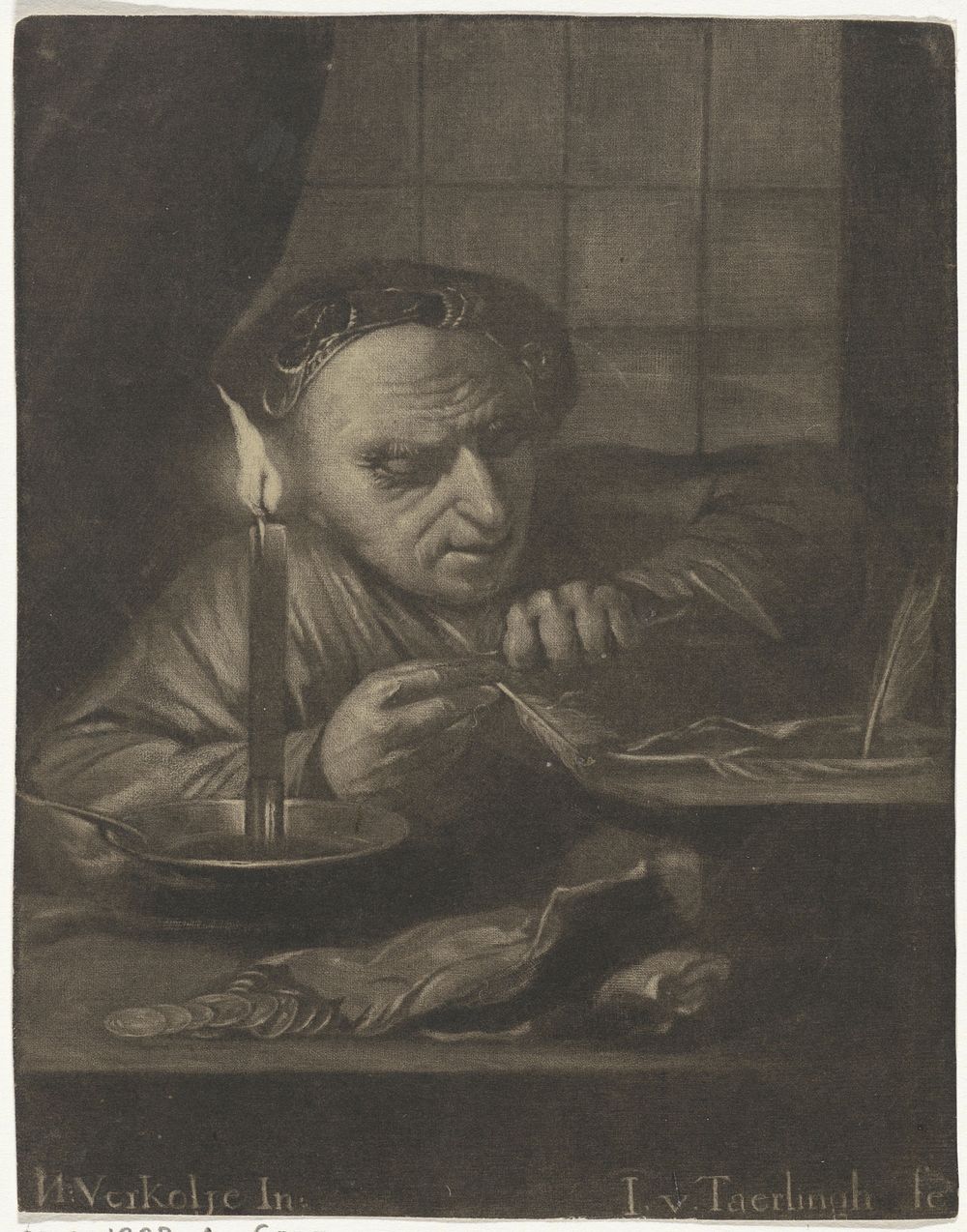 Pennensnijder (1730 - 1746) by J van Taerlingh and Nicolaas Verkolje
