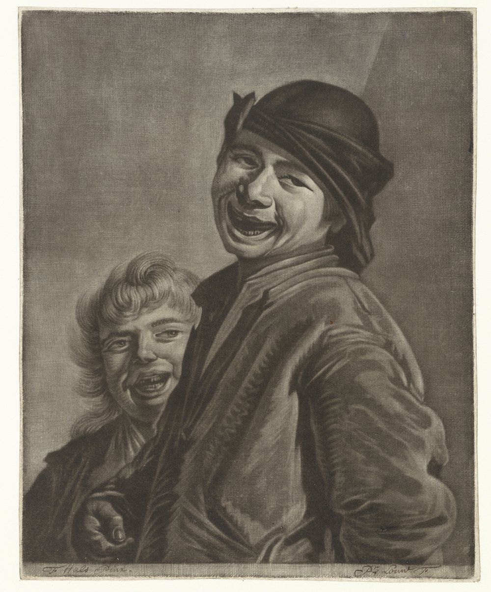 Twee lachende jongens (1743 - 1800) by Pieter Louw and Frans Hals