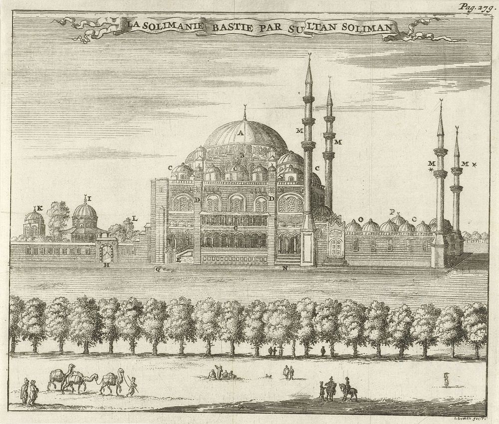 Gezicht op de Süleymaniye-moskee te Istanbul (1681) by Jan Luyken, veuve Damien Foucault and Pierre Rocolet