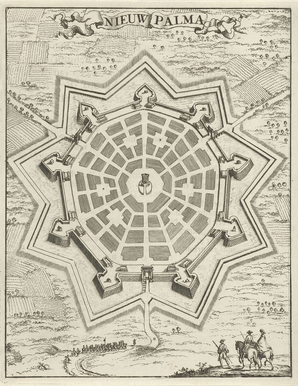 Plattegrond van Palmanova (1682) by Jan Luyken, Jan Luyken and Jan Claesz ten Hoorn