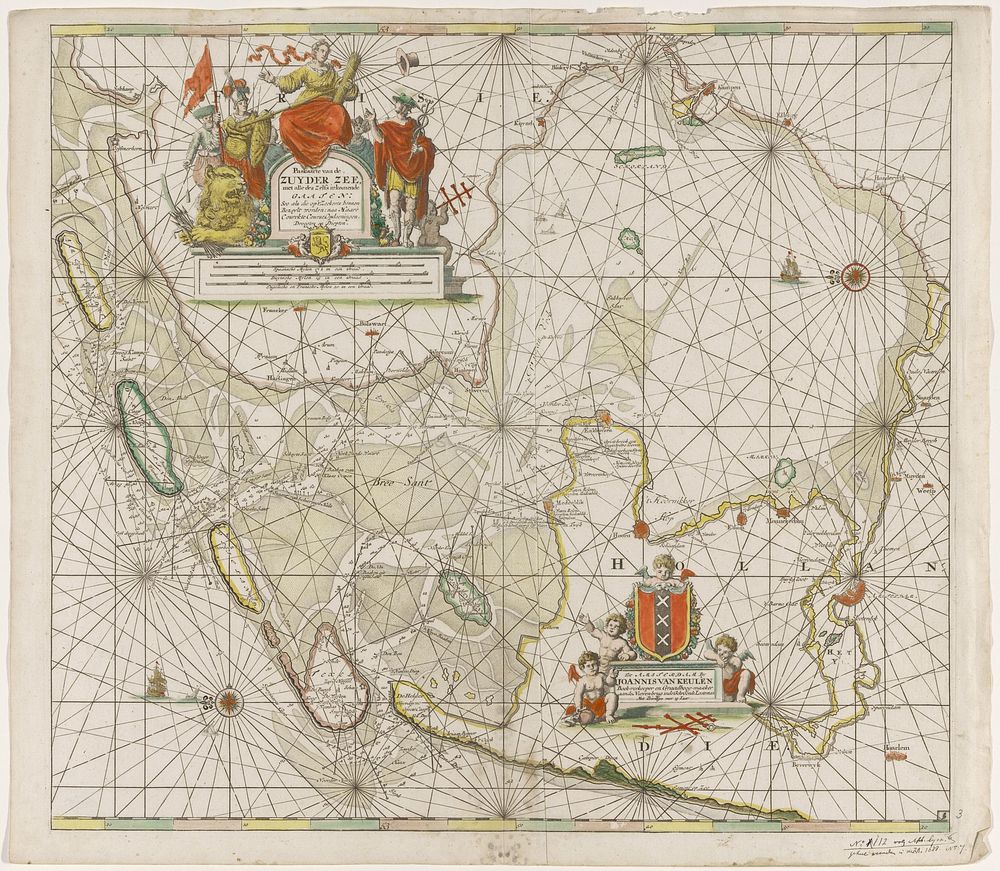 Paskaart van de Zuiderzee en de Waddenzee (1681) by Jan Luyken and Johannes van Keulen I