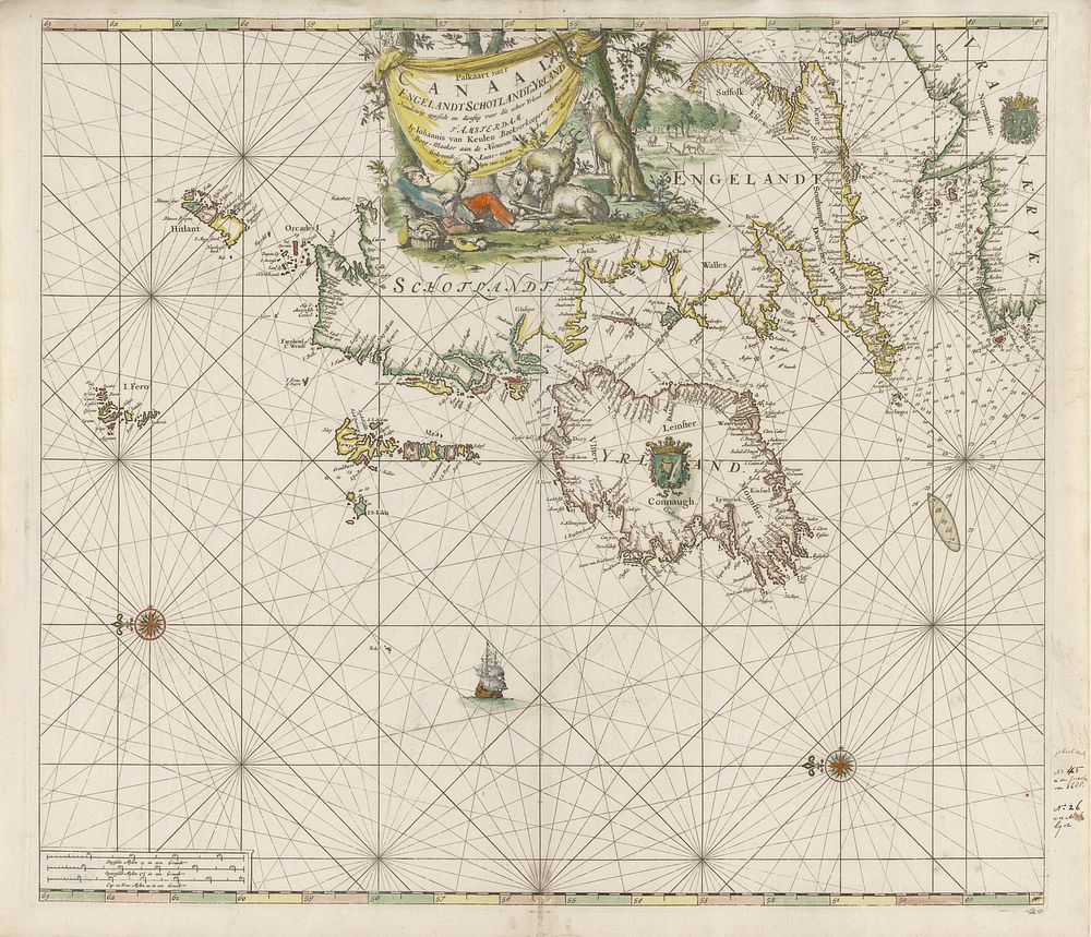 Paskaart van de kusten van Engeland, Schotland en Ierland (1682 - 1803) by Jan Luyken and Johannes van Keulen I