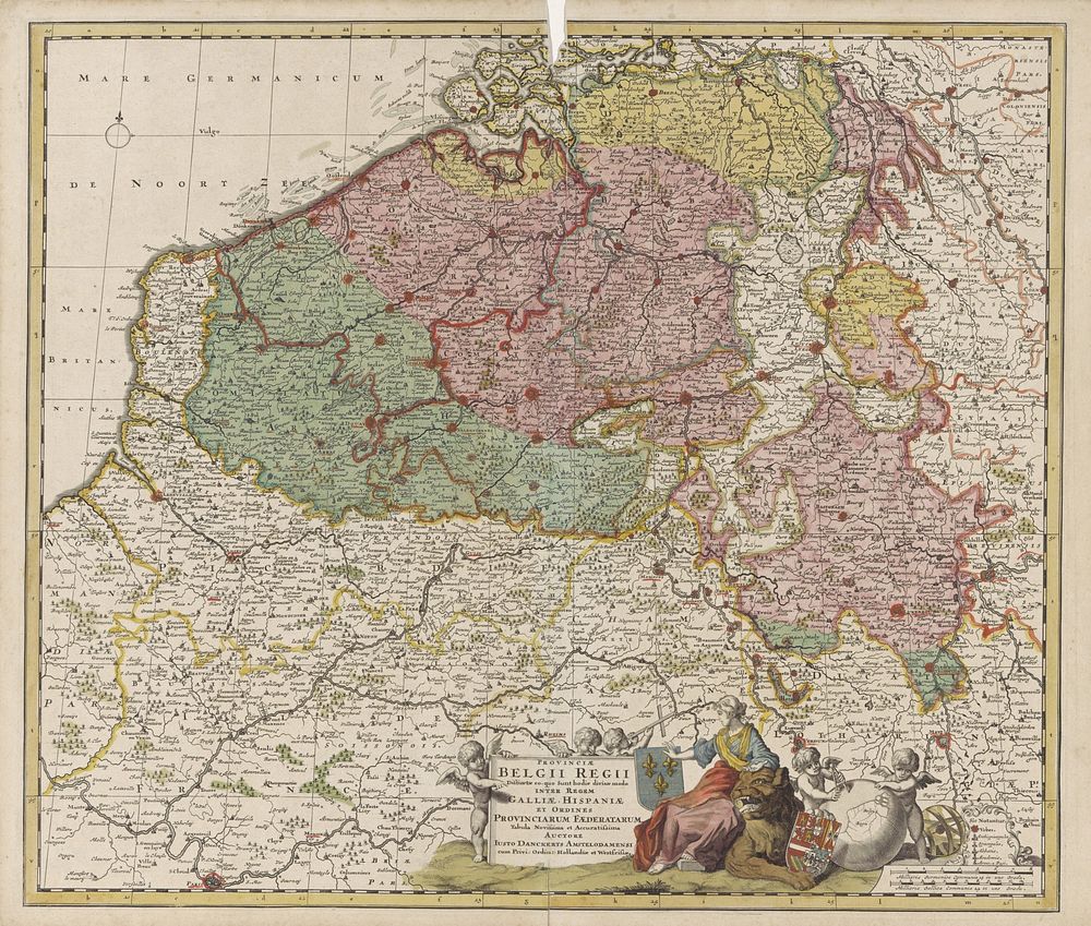Kaart van de Zuidelijke Nederlanden (1696 - 1701) by Jan Luyken, Caspar Luyken, Cornelis Danckerts II, Theodorus Danckerts…