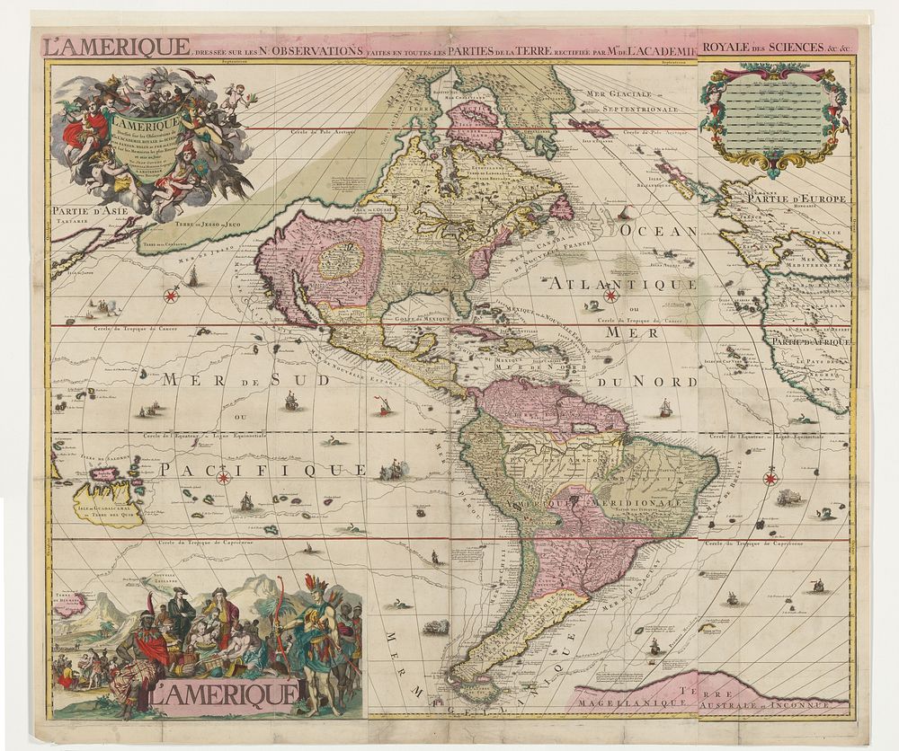 Kaart van Amerika (1721 - 1774) by Jan Luyken, Caspar Luyken, Johannes Covens I, Cornelis Mortier and Covens and Mortier