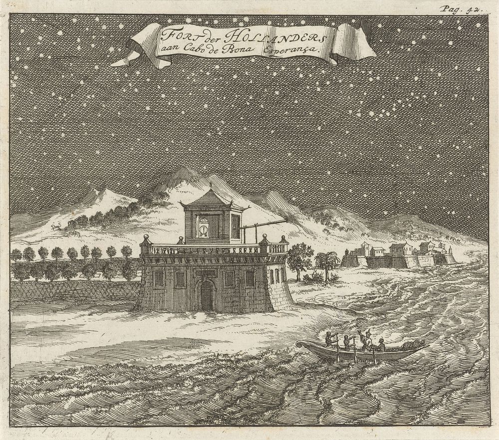 Hollands fort aan de Cabo de Bona Esperança (1687) by Jan Luyken and Aart Dircksz Oossaan