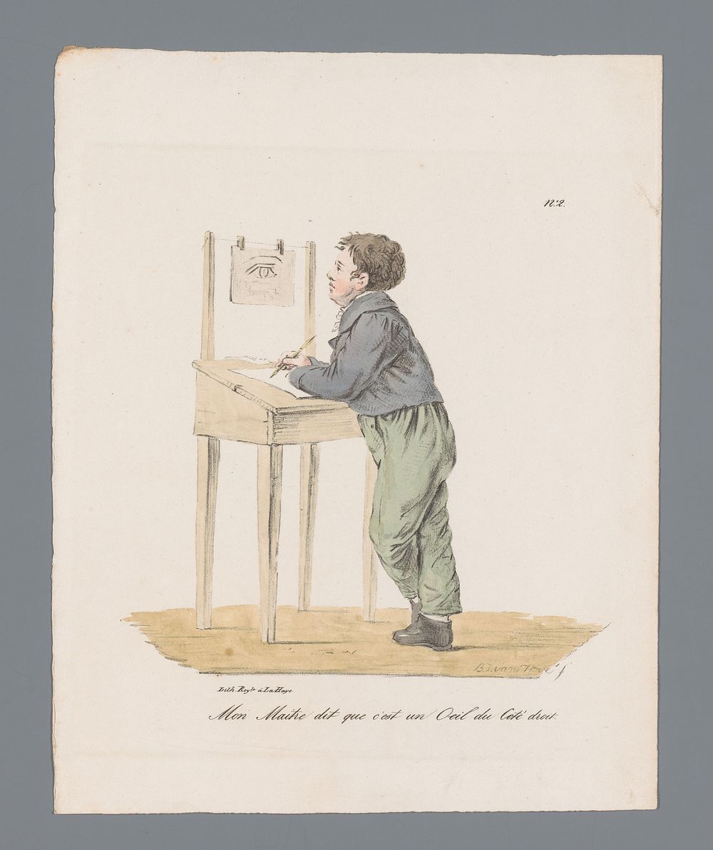 Jongen tekent oog na (1824 - 1825) by Bartholomeus Johannes van Hove and Daniël Abrahams