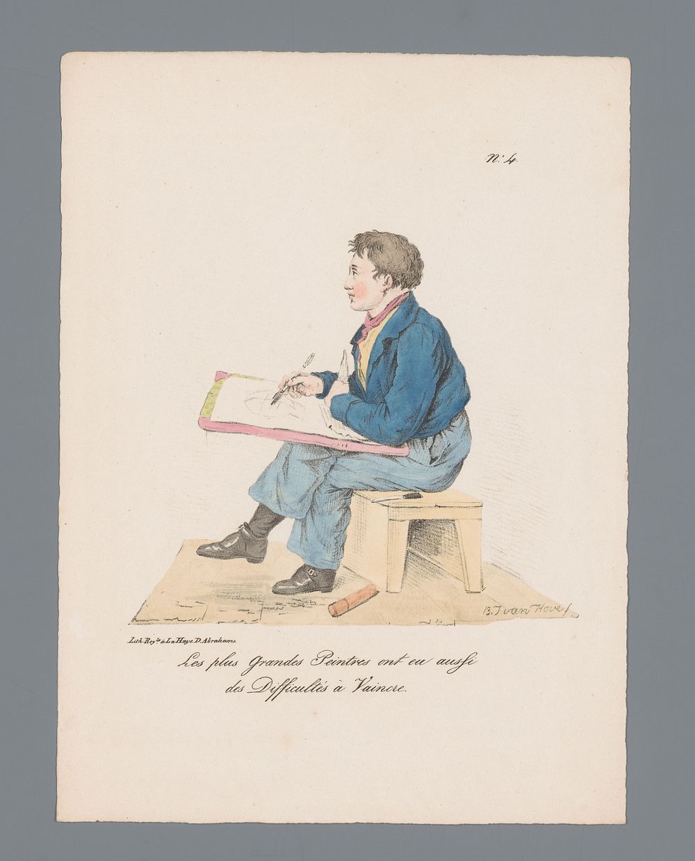 Jongen met tekening op schoot (1824 - 1825) by Bartholomeus Johannes van Hove and Daniël Abrahams