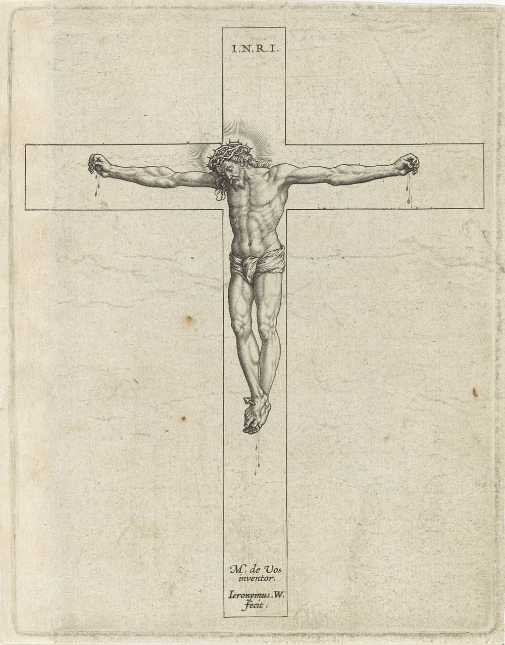 Christus aan het kruis (1563 - before 1619) by Hieronymus Wierix and Maerten de Vos