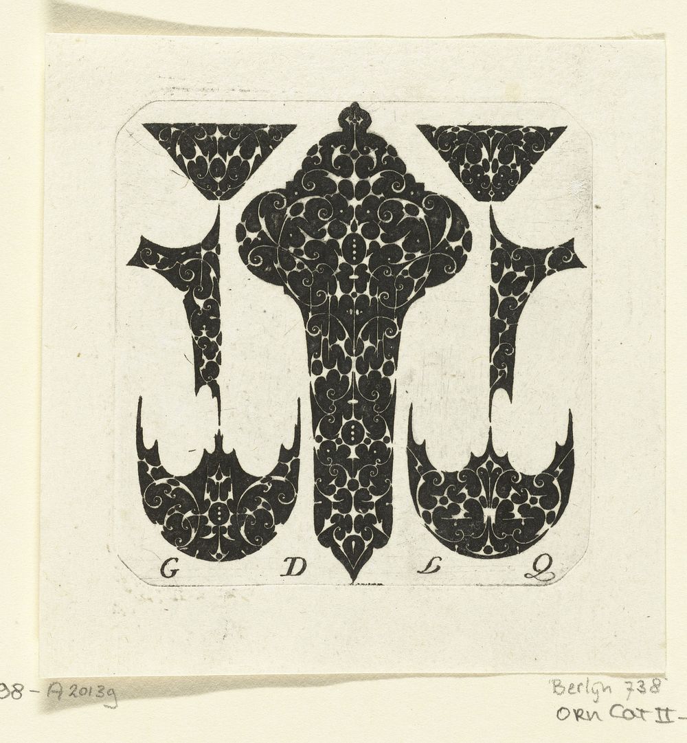 Kruis met ronde hoeken tussen zes ornamenten (1611) by Guillaume de la Quewellerie, Guillaume de la Quewellerie and Willem…